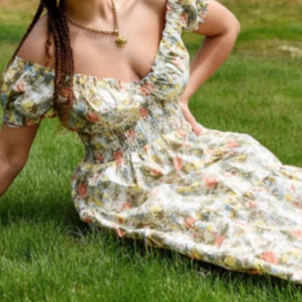 DANIELLE BERNSTEIN 1X Long FULL Floral SUMMER DRESS EMPIRE⚜️WAIST NWOT - Picture 15 of 16